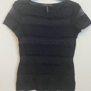 BCBGMaxAzria Lace Sheer Striped Top M